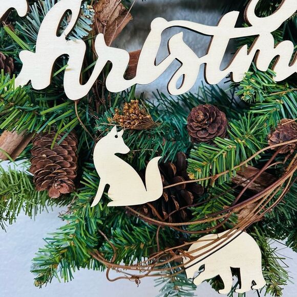 Christmas Woodlands Forest Animals Holiday Rustic Winter Wreath Decor - Picture 5 of 7